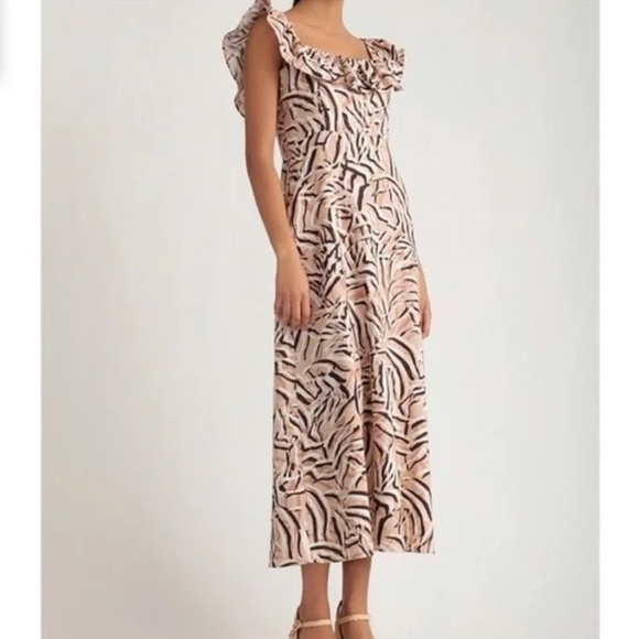 Donna Morgan Ruffle Midi Dress - Size 10 - Picture 1 of 7